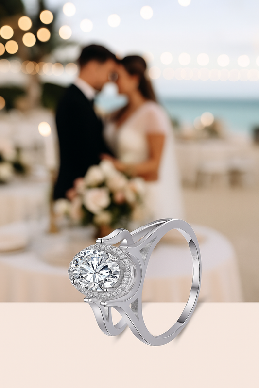 Classic CZ Crystal Ring – 925 Silver Needle Elegant Engagement Jewelry
