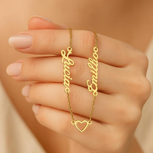 Custom Name Necklace with Heart – Gold Personalized Jewelry