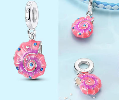 Ocean-Inspired Charm Collection – Blue Stone, Pink Conch & 925 Silver Star (Sold Separately)