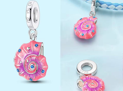 Ocean-Inspired Charm Collection – Blue Stone, Pink Conch & 925 Silver Star (Sold Separately)