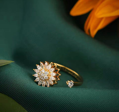 Sunflower Fidget Ring – Anti-Anxiety Jewelry for Skin Picking Relief