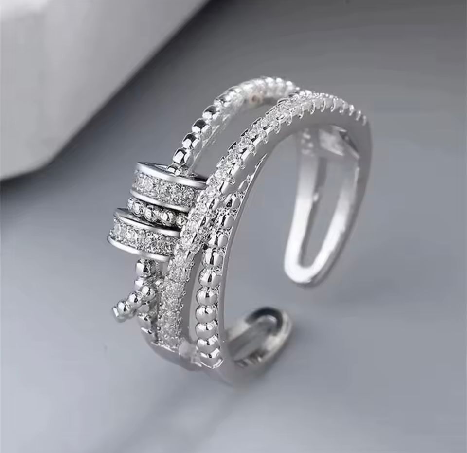 To My Daughter – Zircon Cross Bead Fidget Ring | Adjustable Anti-Stress Anxiety Jewelry Gift