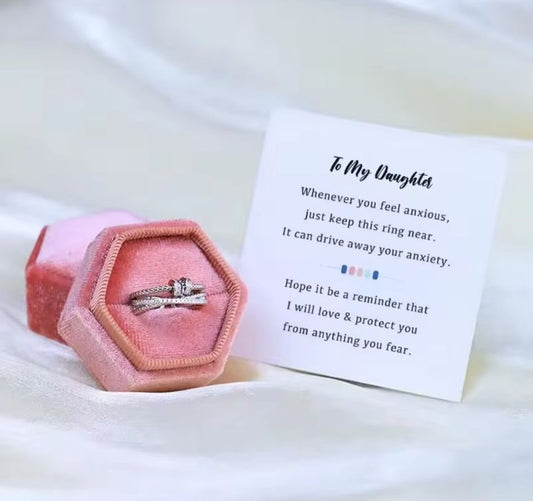 To My Daughter – Zircon Cross Bead Fidget Ring | Adjustable Anti-Stress Anxiety Jewelry Gift