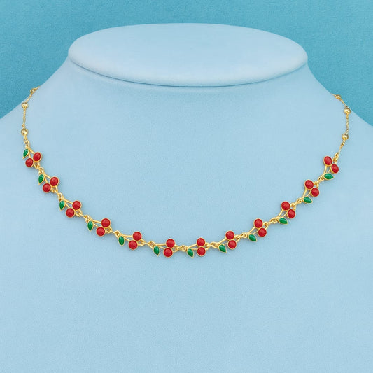 Stainless Steel Drop-Oil Choker Necklace – Colorful Glass Beads, Spring Summer Fashion Gift for Girls