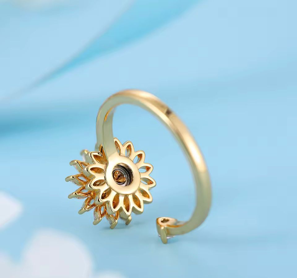 Sunflower Fidget Ring – Anti-Anxiety Jewelry for Skin Picking Relief