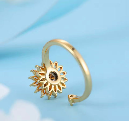 Sunflower Fidget Ring – Anti-Anxiety Jewelry for Skin Picking Relief