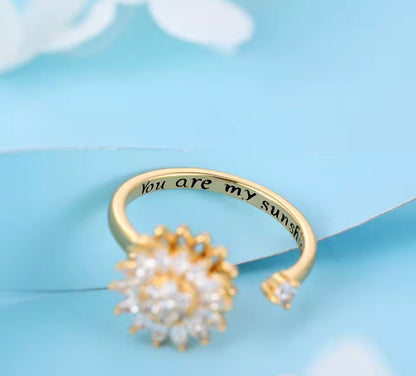 Sunflower Fidget Ring – Anti-Anxiety Jewelry for Skin Picking Relief