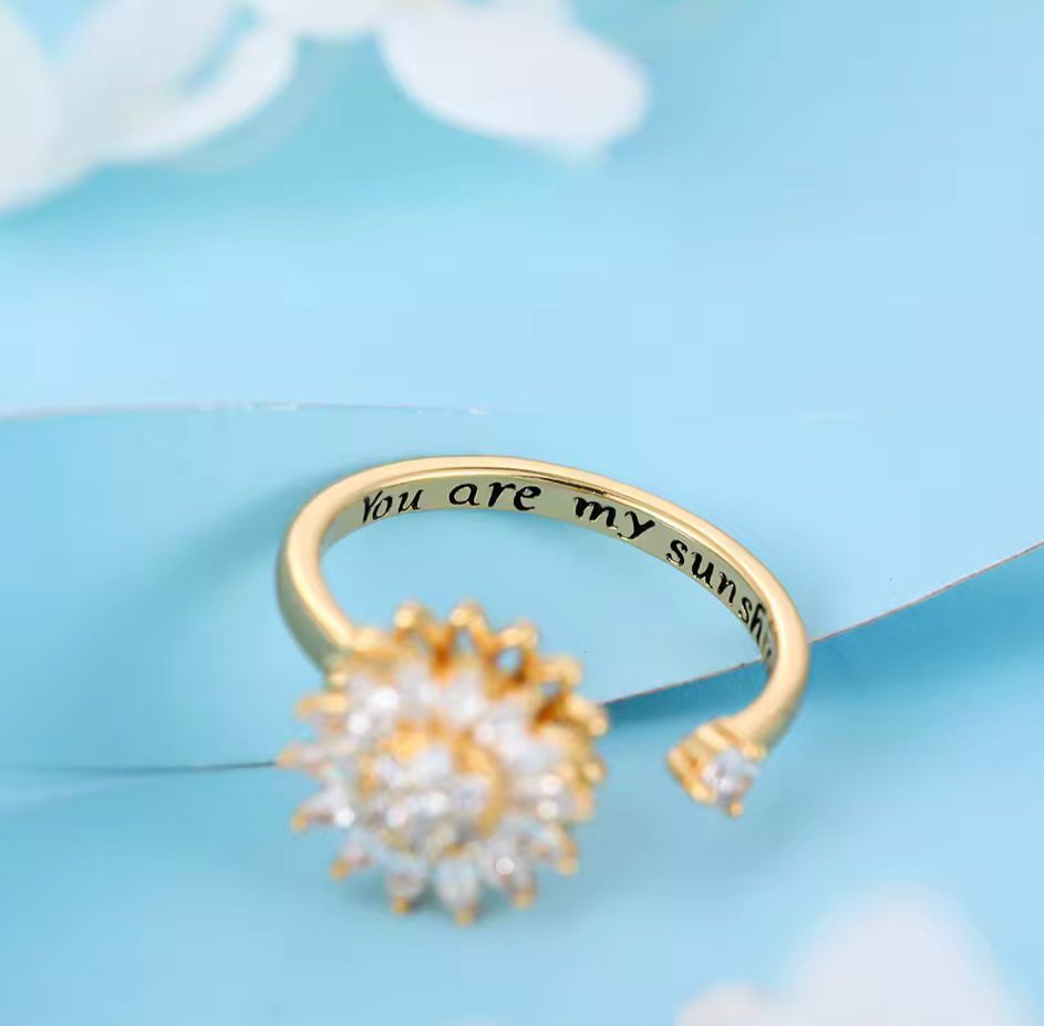 Sunflower Fidget Ring – Anti-Anxiety Jewelry for Skin Picking Relief